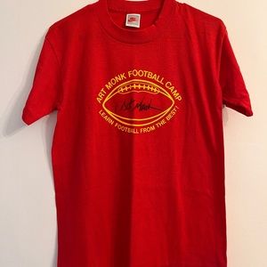 Art Monk NFL HOF Autographed 90s Football Camp T Shirt by Nike - Size Small Mens